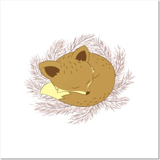 Cute Sleeping Fox Posters and Art